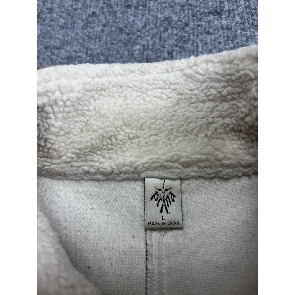VNTG PrAna Jacket Womens Large Brown Faux Suede Sherpa Fleece Lined Zip Pockets - Picture 2 of 9